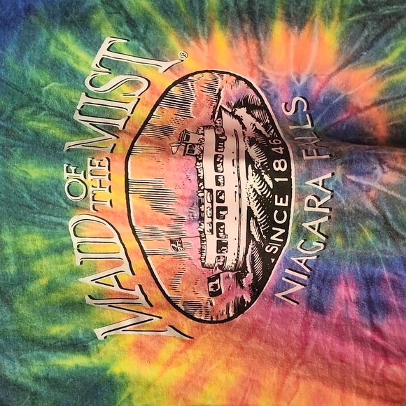 Spiral pink blue green tye dye maid of the mist Niagara falls size xl tee - Picture 3 of 4